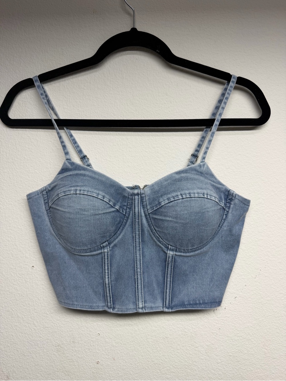 Discovery Light Blue Denim Bustier Crop Top